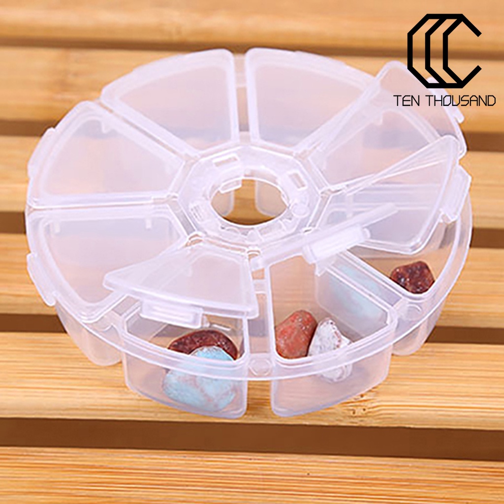 Hộp Đựng Thuốc Hình Tròn 8 Ngăn Phân Loại Hạt Tiện Dụng Mang Theo Du Lịch