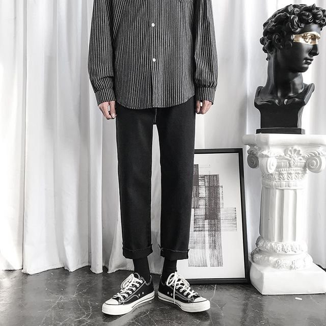 Quần Jean Baggy đen nam nữ ống rộng, dáng suông không phai màu