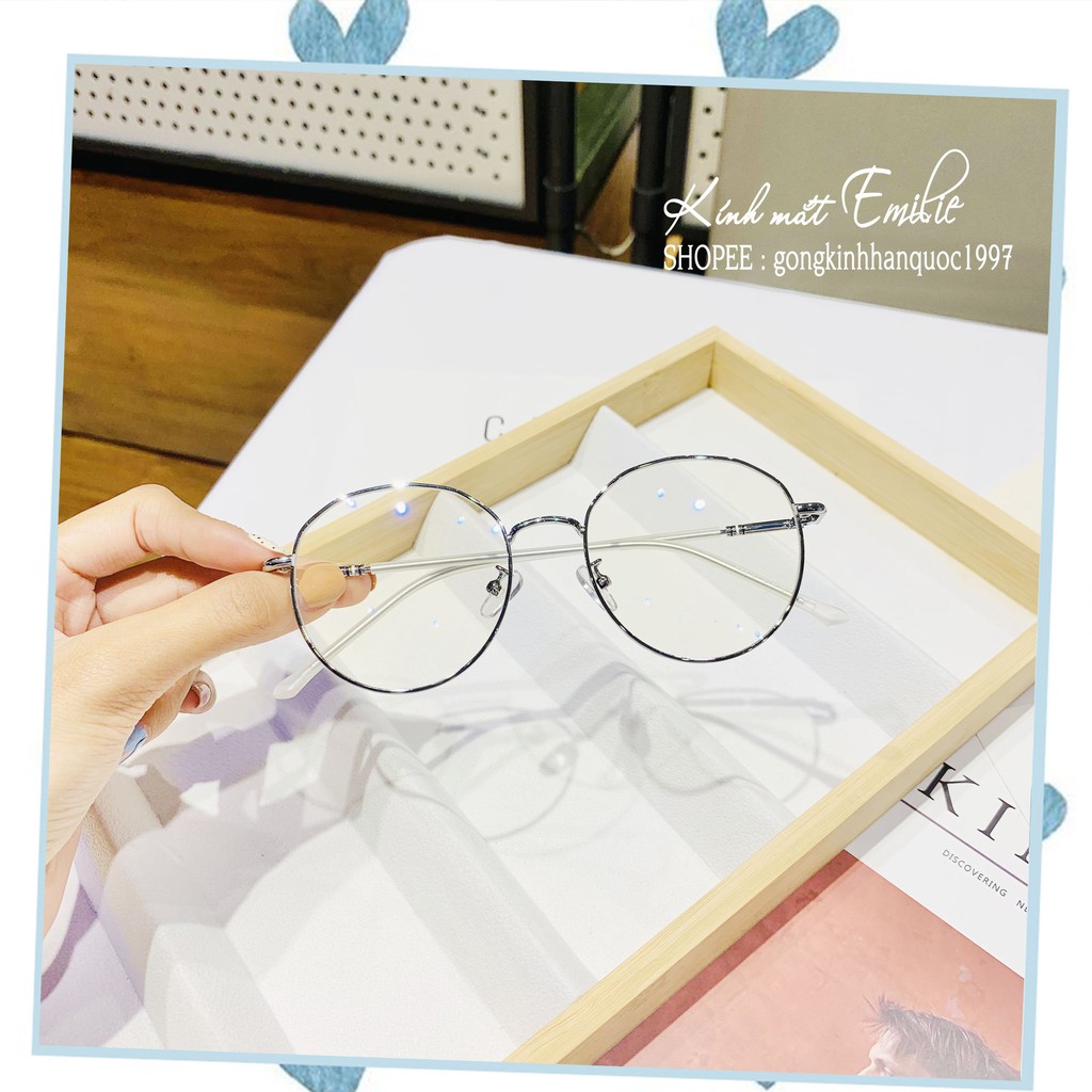 Gọng kính mảnh nhẹ vintage tròn góc cạnh nam nữ Kính mắt Emilie phụ kiện thời trang 29121 | BigBuy360 - bigbuy360.vn