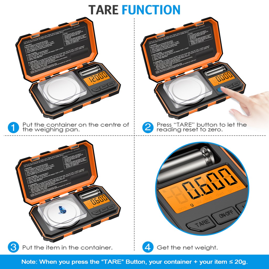Cân điện tử kỹ thuật số mini 20g-0.001g tiện dụng