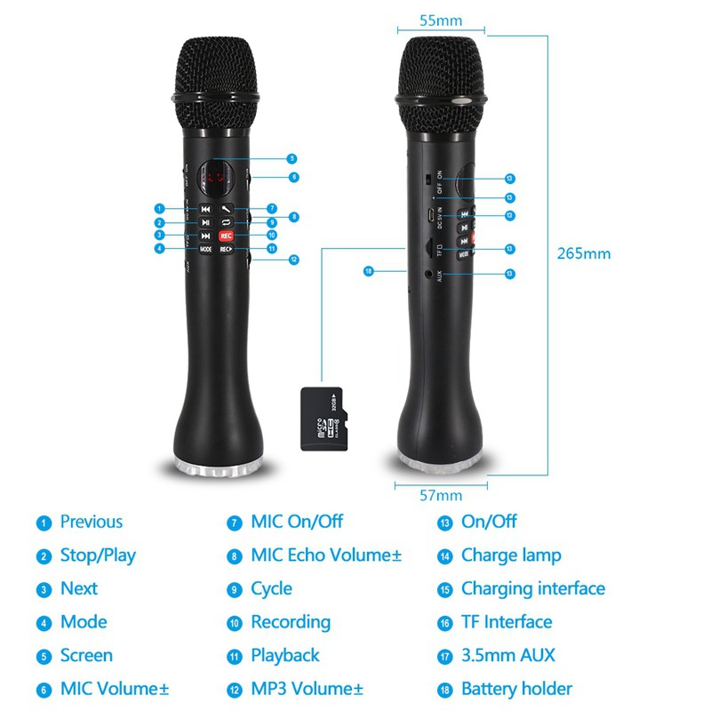 Micro Bluetooth không dây hát karaoke