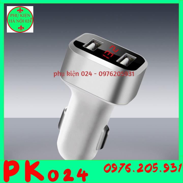 Tẩu Sạc Ô Tô Đầu Ra 2 USB 5VDC 2.4 A Có Đồng Hồ Hiển Thị Điện Áp Đầu Vào