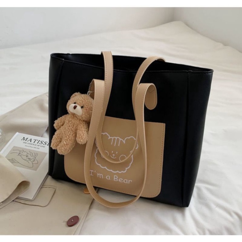 0Túi xách nữ tote công sở da pu mềm vừa A4 đeo vai đẹp thời trang đi học