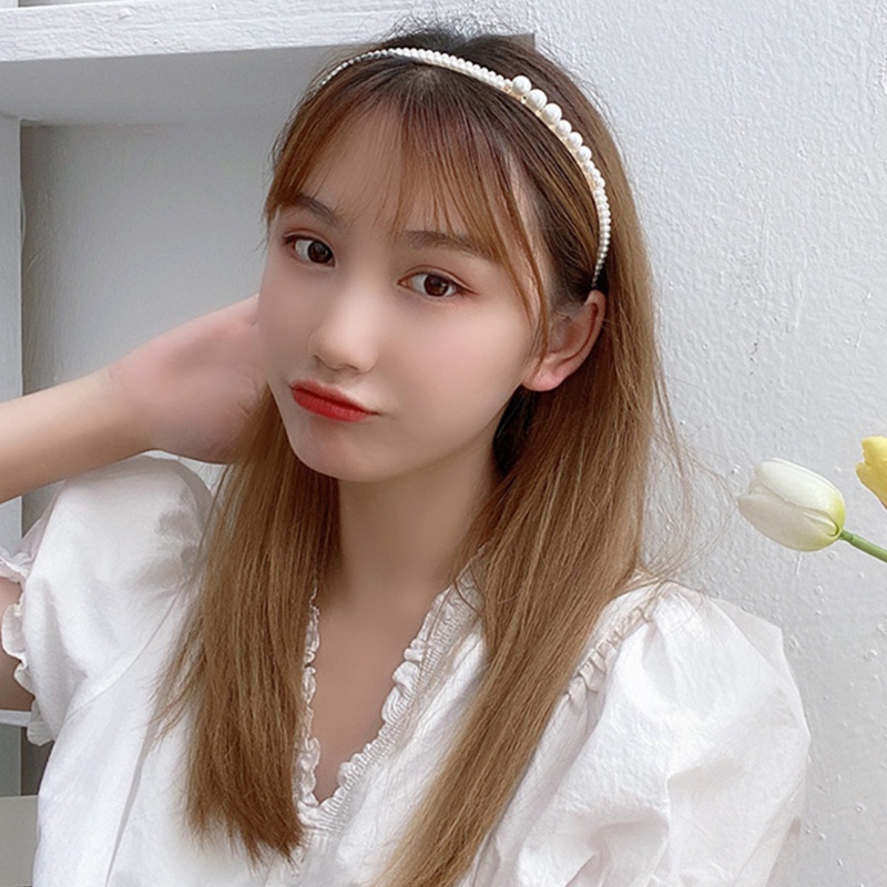 Băng Đô Cài Tóc Đính Hạt Ngọc Trai Giả Bằng Kim Loại Sang Trọng Cổ Điển Cho Nữ