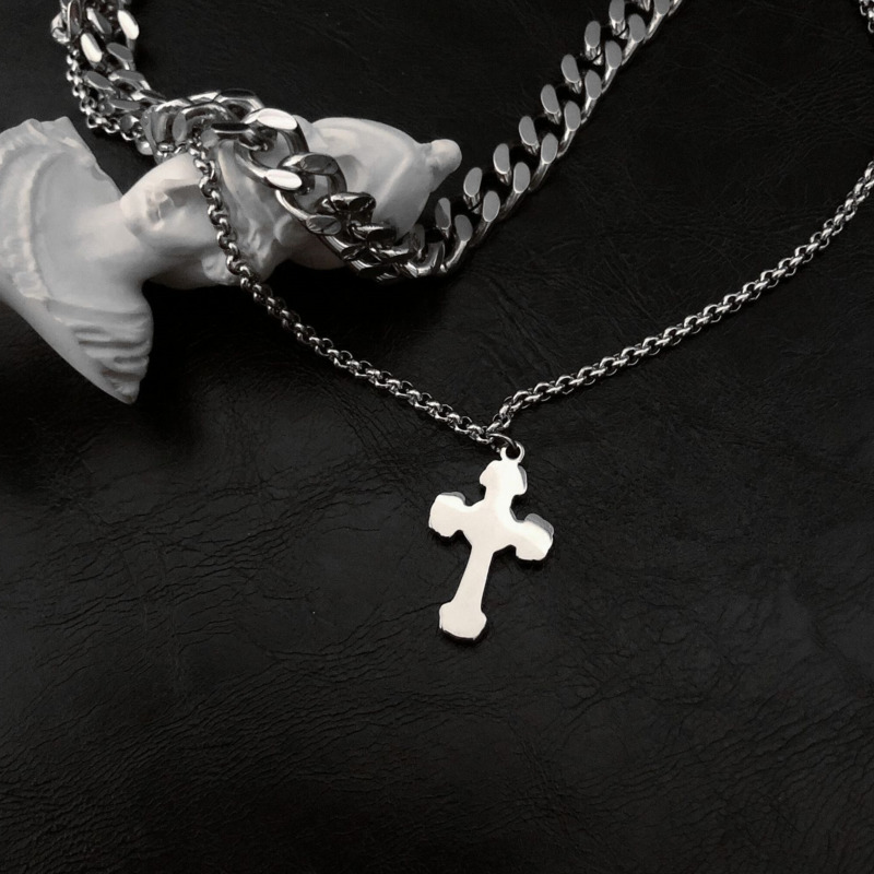 Dây Chuyền Hai Lớp Bằng Thép Titan 22672 Phong Cách Hip Hop Dễ Phối Đồ