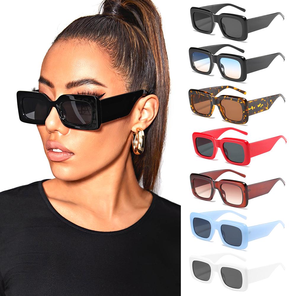 Kính Mát Tròng Vuông Màu Gradient Chống Tia UV400 Phong Cách Retro Thời Trang Cho Nữ
