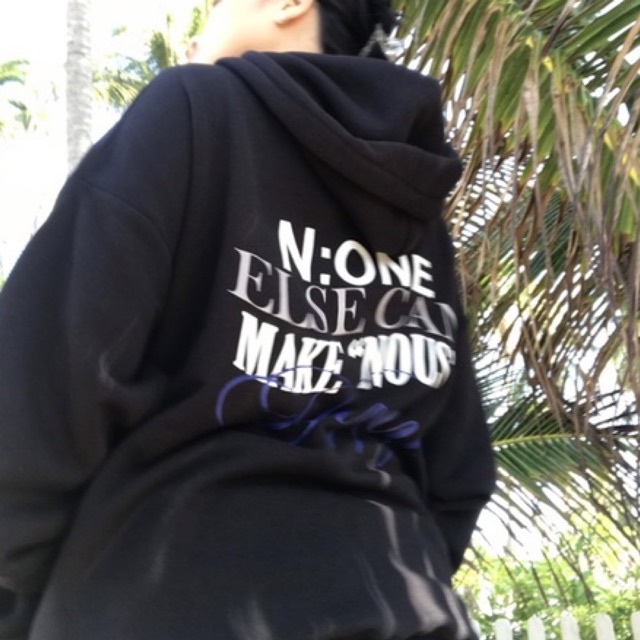 Áo Hoodie Zip Nous Happy Màu Đen