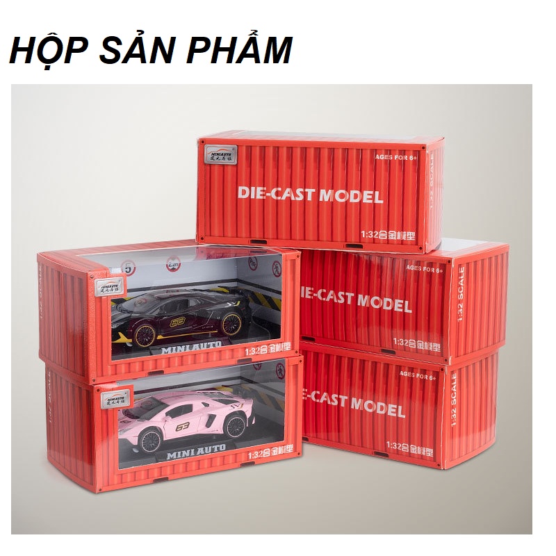 Xe ô tô đồ chơi trẻ em tỉ lệ 1:32 mô hình xe Lamborghini LP780 xe bằng kim loại có âm thanh và đèn mở 2 cửa