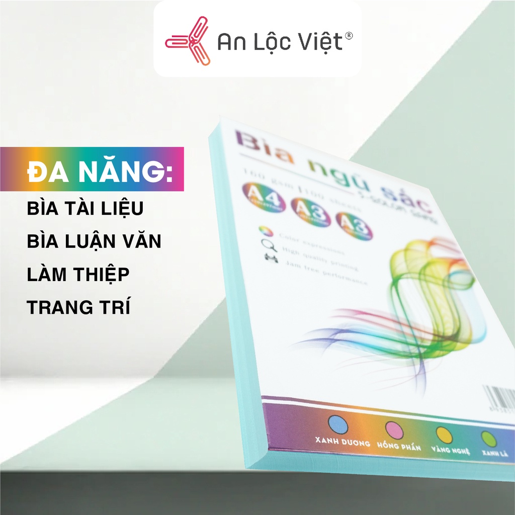 Giấy bìa màu A4 Ngũ Sắc 160 gsm (100 tờ)