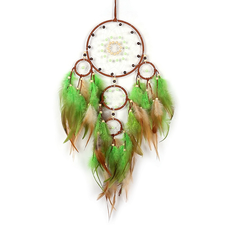 Dreamcatcher Trang Trí Lông Vũ Kiểu Vintage Có Đèn Led Tặng Kèm Móc Dán Tường