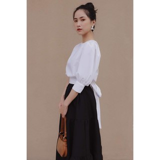 ÁO CỔ TRÒN THẮT NƠ SAU