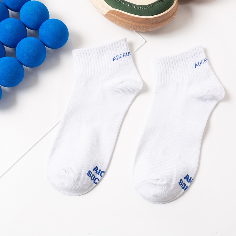 Vớ Cổ Thấp In Chữ Màu Xanh Dương Và Trắng Thời Trang Cho Nữ