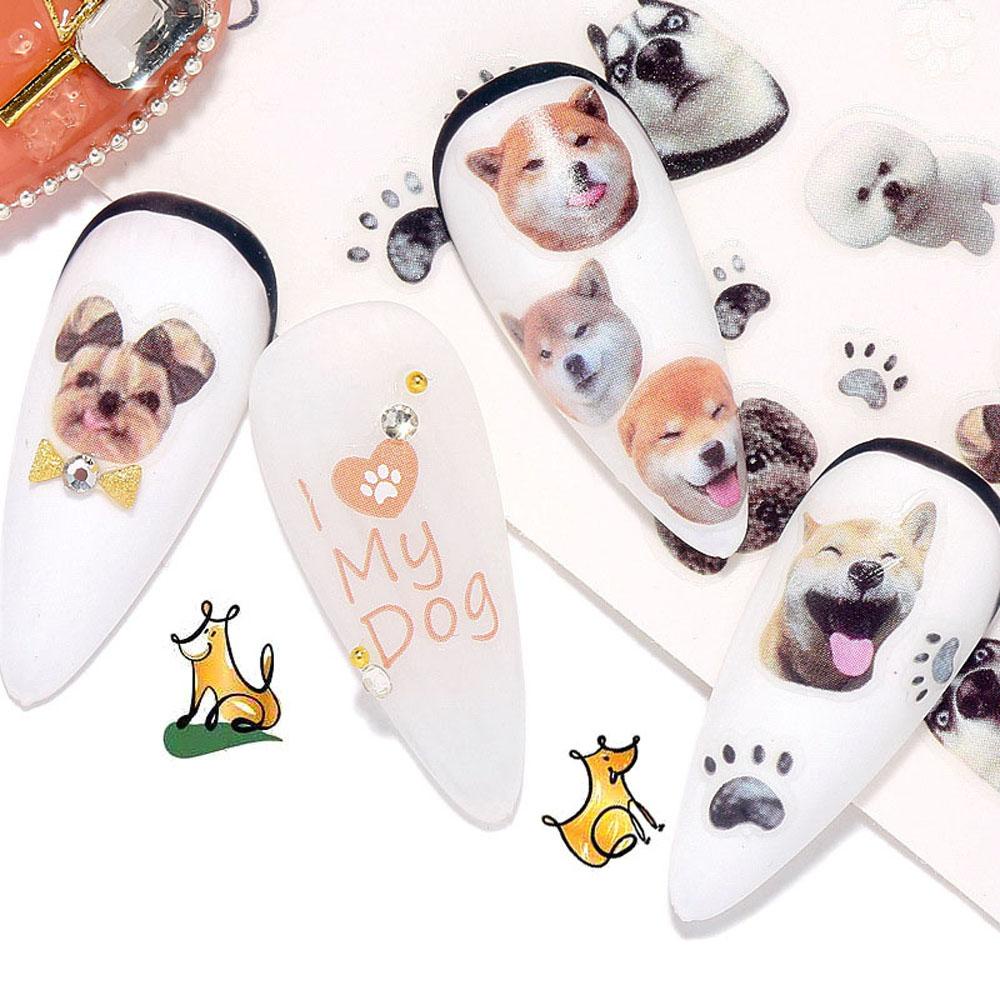 [Hàng mới về] Sticker dán trang trí móng tay hình vịt vàng/gấu dâu/bàn chân mèo/cún hoạt hình dễ thương DIY cho nữ