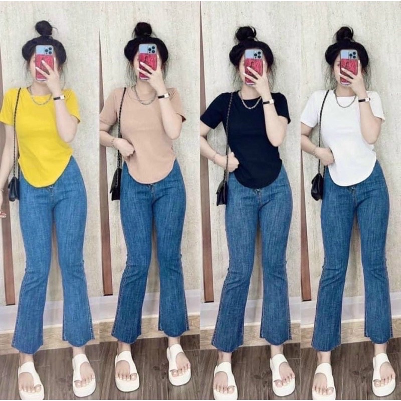 áo thun body cổ tròn trơn vạt bầu