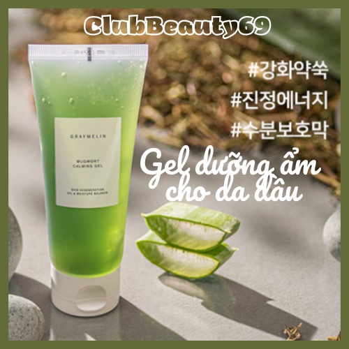 Gel dưỡng ẩm, gel dưỡng ngải cứu cho da dầu mụn nhạy cảm Graymelin mugwwort calming gel 100ml, kèm bill web