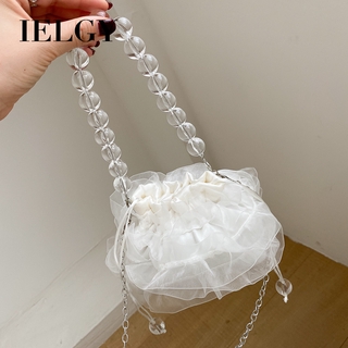 Túi Xách Phối Ren IELGY Đính Ngọc Trai Nhân Tạo Kiểu Dáng Thanh Lịch