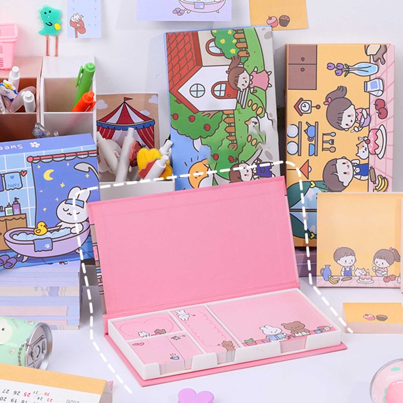 Bộ 320 Tờ Giấy Ghi Chú Bỏ Túi Họa Tiết Hoạt Hình Dễ Thương