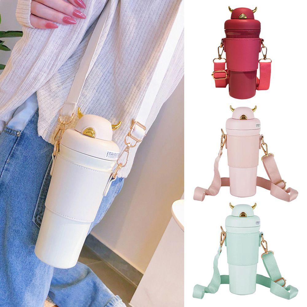 Bình Nước Giữ Nhiệt 500ml Kèm Ống Hút Họa Tiết Dễ Thương