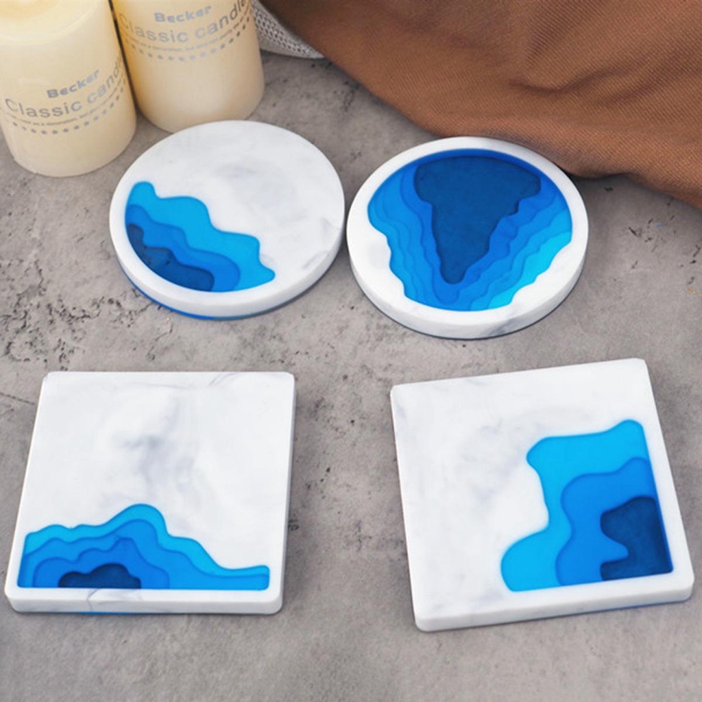 YIYU Khuôn Silicone Làm Đế Lót Ly Hình Đại Dương Độc Đáo