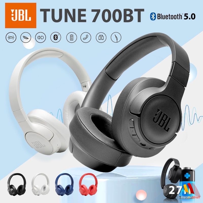 Set tai nghe không dây bluetooth JBL TUNE700BT dạng che lỗ tai tiện lợi khi chơi thể thao