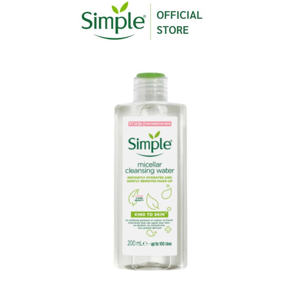 Combo Da Sạch Sâu SIMPLE Kind To Skin Nước Tẩy Trang 200ml + Sữa Rửa Mặt 150ml + Nước Cân Bằng Da Toner 200ml