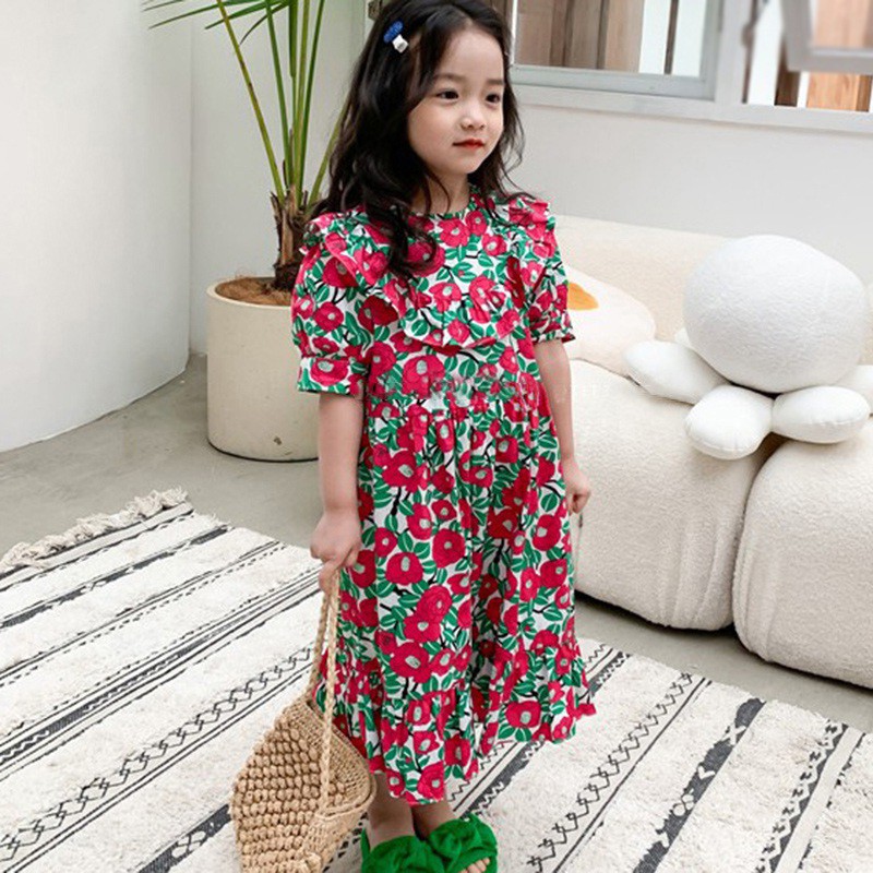 Đầm Hoa Phong Cách Hàn Quốc Cho Bé Gái
