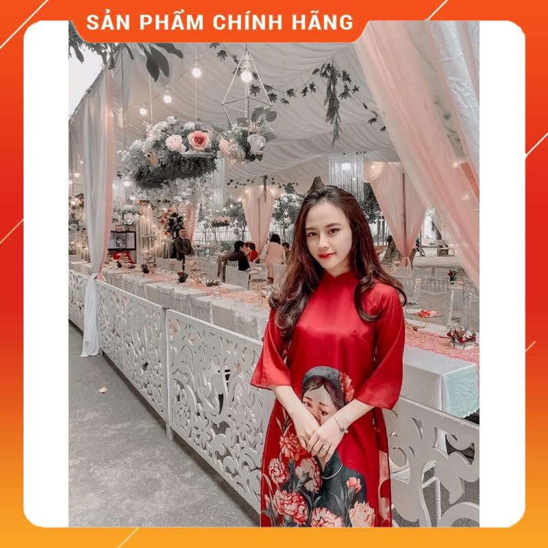 ÁO DÀI CÁCH TÂN TƠ CÔ GÁI ĐỎ RỰC RỠ - ĐÓN TẾT 2021