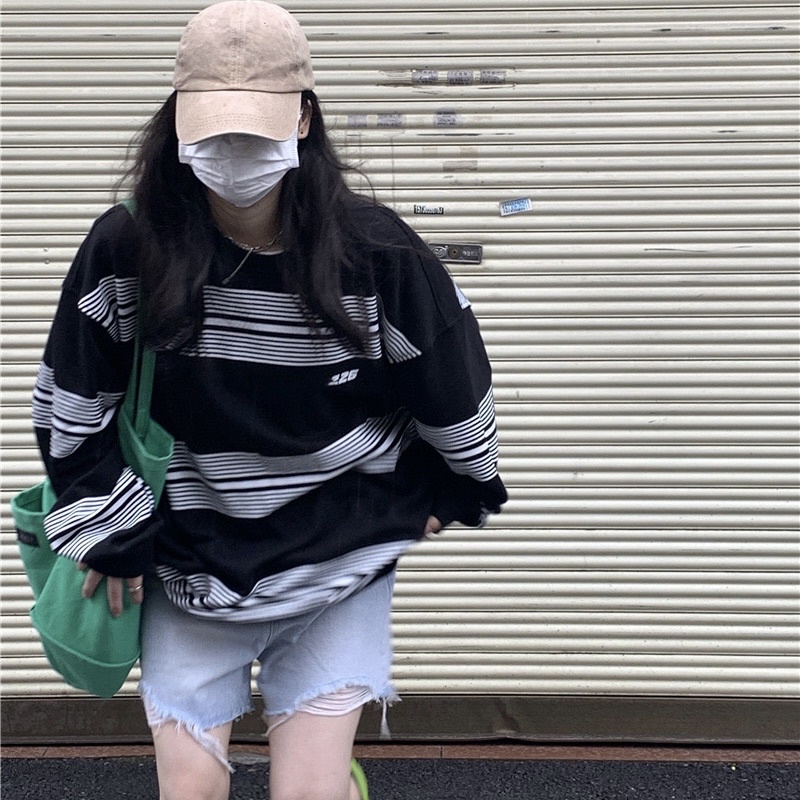 Áo sweater kẻ chất liệu thun cotton | BigBuy360 - bigbuy360.vn