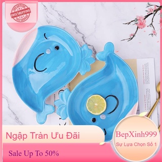 Đĩa sứ bộ bát đĩa decor bát ăn cơm cá heo chén dĩa sứ dễ thương cute cao cấp b36