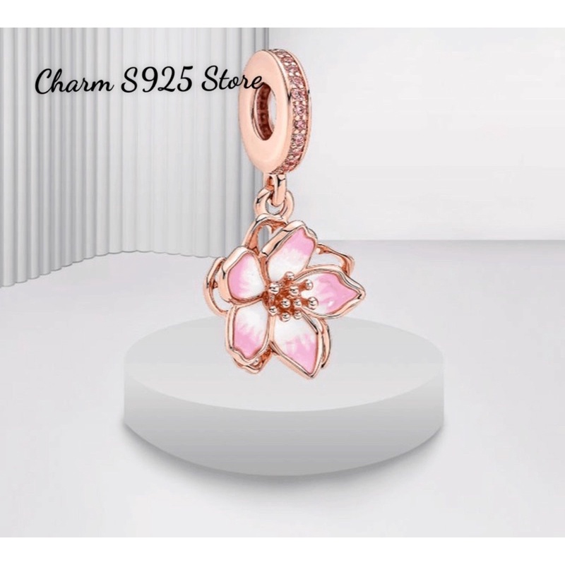 CHARM PAN ALE TREO HOA PANSY VÀNG HỒNG BẠC S925 CAO CẤP