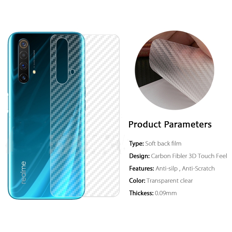 5 Miếng dán mặt lưng cacbon cho Realme Narzo 50i Prime 50A 50 GT Neo 3 GT2 Pro 2 XT X2 X50 30A Chống Bám Vân Tay bảo vệ