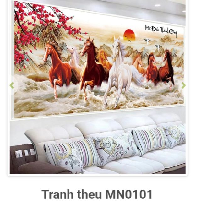 Tranh thêu kín mã đáo thành công mn0101 (150x70). Mn0102 (200x90)