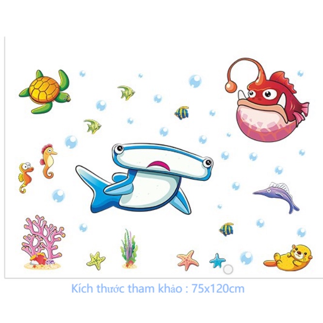 Decal trang trí tường - Cá mập xanh đầu búa