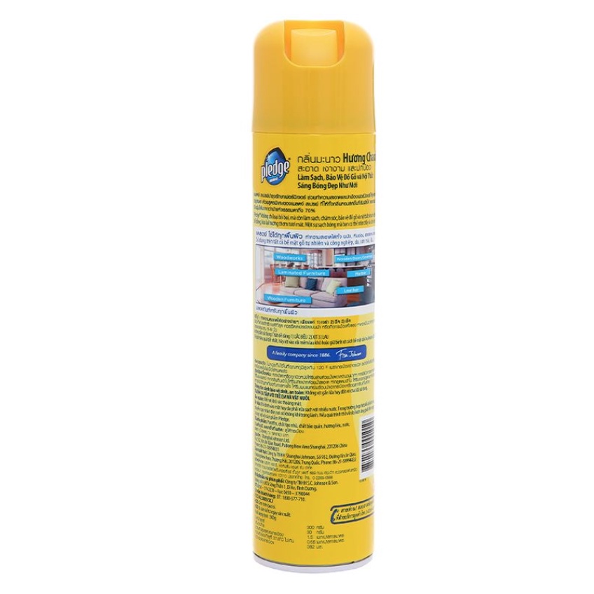 Chai xịt làm sạch đánh bóng đồ gỗ,đồ da 330ml Pledge Hương Chanh-Hàng Chính Hãng-Nhập Khẩu Thái Lan