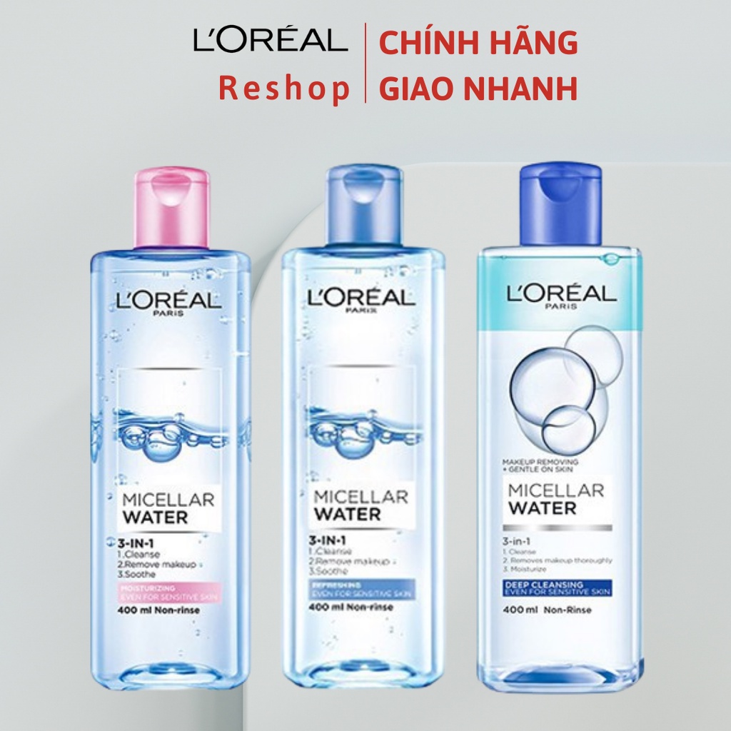 Nước tẩy trang cho mọi loại da L'Oreal Paris 3-in-1 Micellar Water