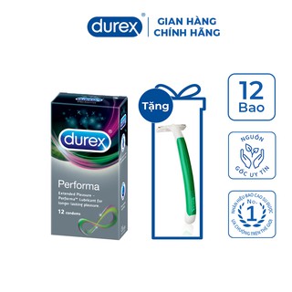Bao cao su Durex Performa 12 bao + Tặng 1 dao cạo râu Schick