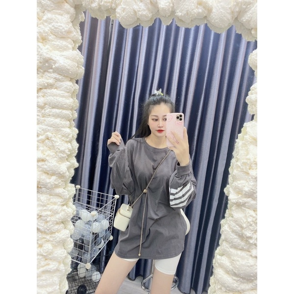 Áo Thun Cotton Tay Dài Sọc Tay 🥰🥰 Hàng Xịn Đẹp Sẵn Fom To Rộng&lt;65kg