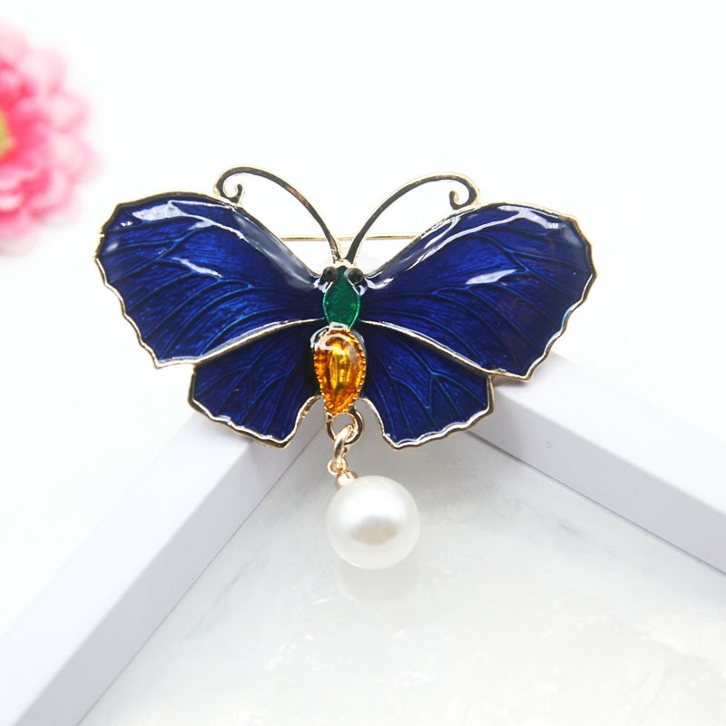 Ghim cài áo hình con bướm đính ngọc trai giả thời trang cho nữ