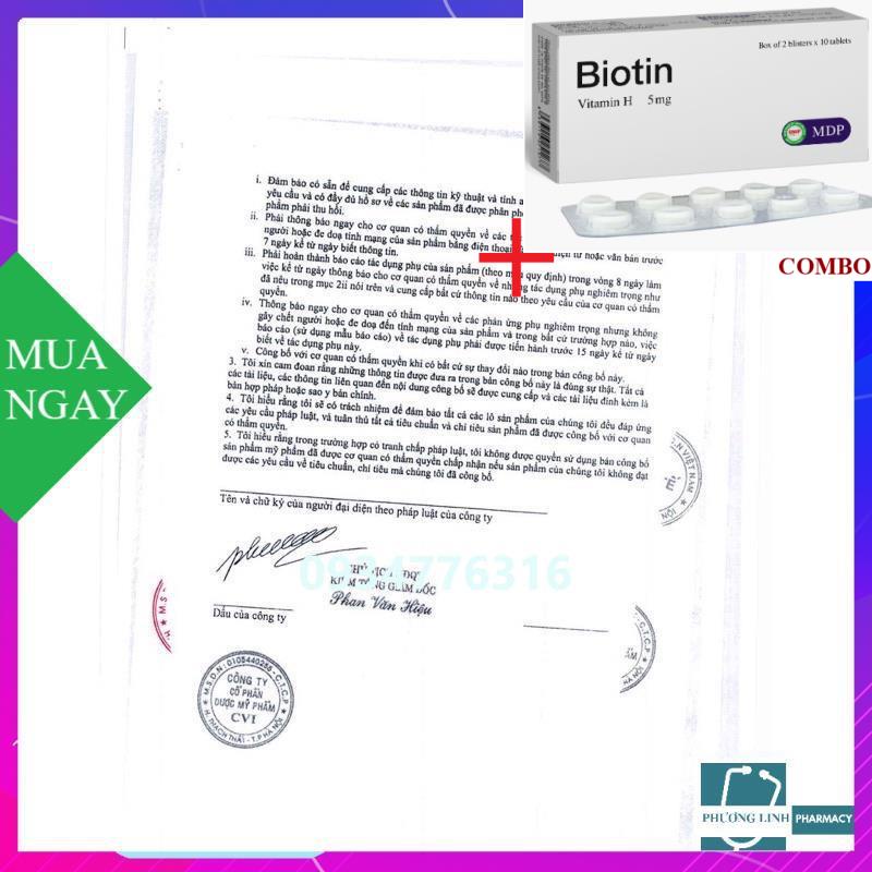 Combo Biotin 5mg+ Gel ngừa mụn DECUMAR 20 g
