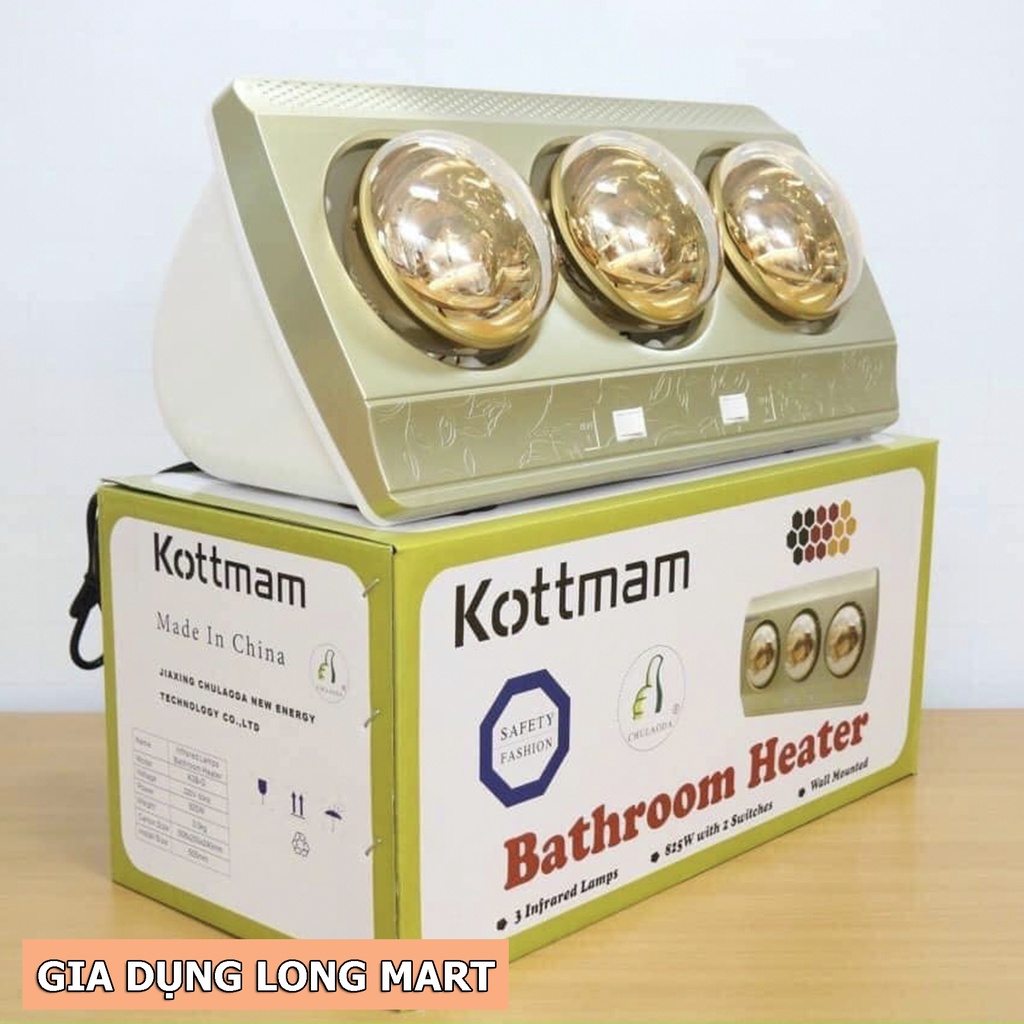 Đèn Sưởi Nhà Tắm 3 Bóng Sưởi Ấm Nhanh Tiết Kiệm Điện Năng, Đèn Sưởi Nhà Tắm Chống Lóa Chính Hãng Bảo Hành 12 Tháng