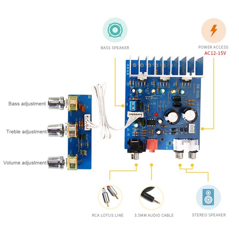 Bo Mạch Khuếch Đại Âm Thanh tda2030 15w + 15w + 30w 2.1 Kênh ac12-15v Cho Loa bass