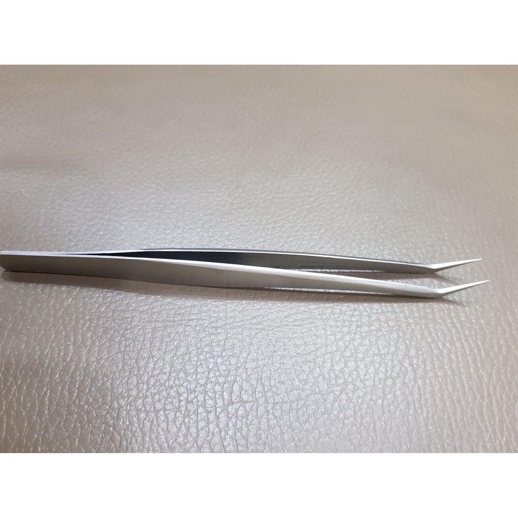 Nhíp cong 45 độ, nhíp cong bao da Bạc - nối mi - tạo fan - dụng cụ nối mi