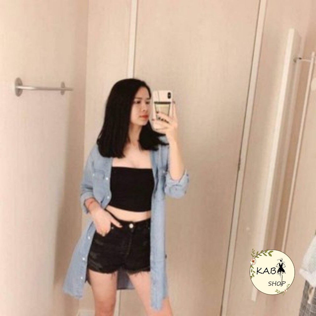 Áo Quây Ngực Thun Tăm Croptop ngắn dáng ôm, phông trơn body màu đen trắng tím | BigBuy360 - bigbuy360.vn