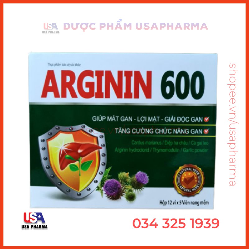 Viên uống ARGININ 600 Giúp tăng cường chức năng gan - HỘP 60 VIÊN