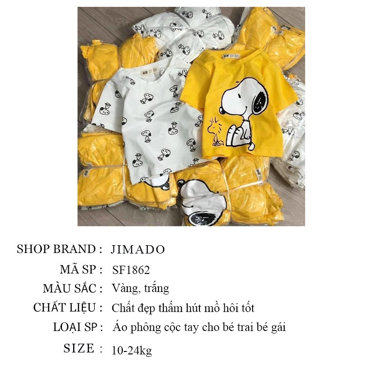 Áo phông cho bé trai bé gái combo 2 áo chó snopyy xuất dư chất liệu cao cấp thấm hút mồ hôi tốt JIMADO SF1862
