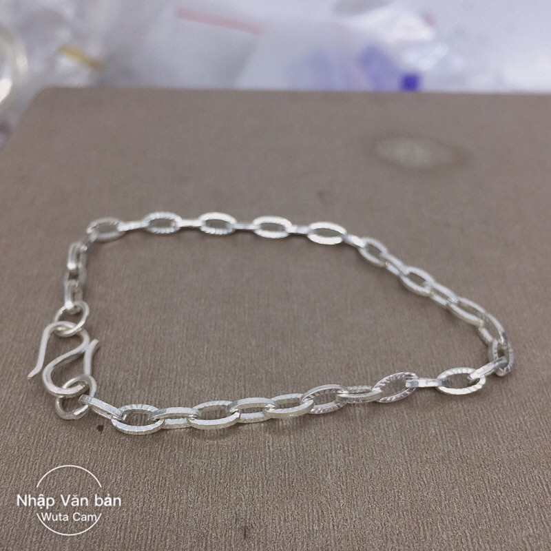 Lắc tay mắt xích bầu dục bạc ta NGỌC MẬU