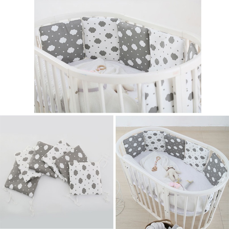 Set 6 Gối Chắn Giường Em Bé Sơ Sinh Bằng Vải Cotton Mềm Mại
