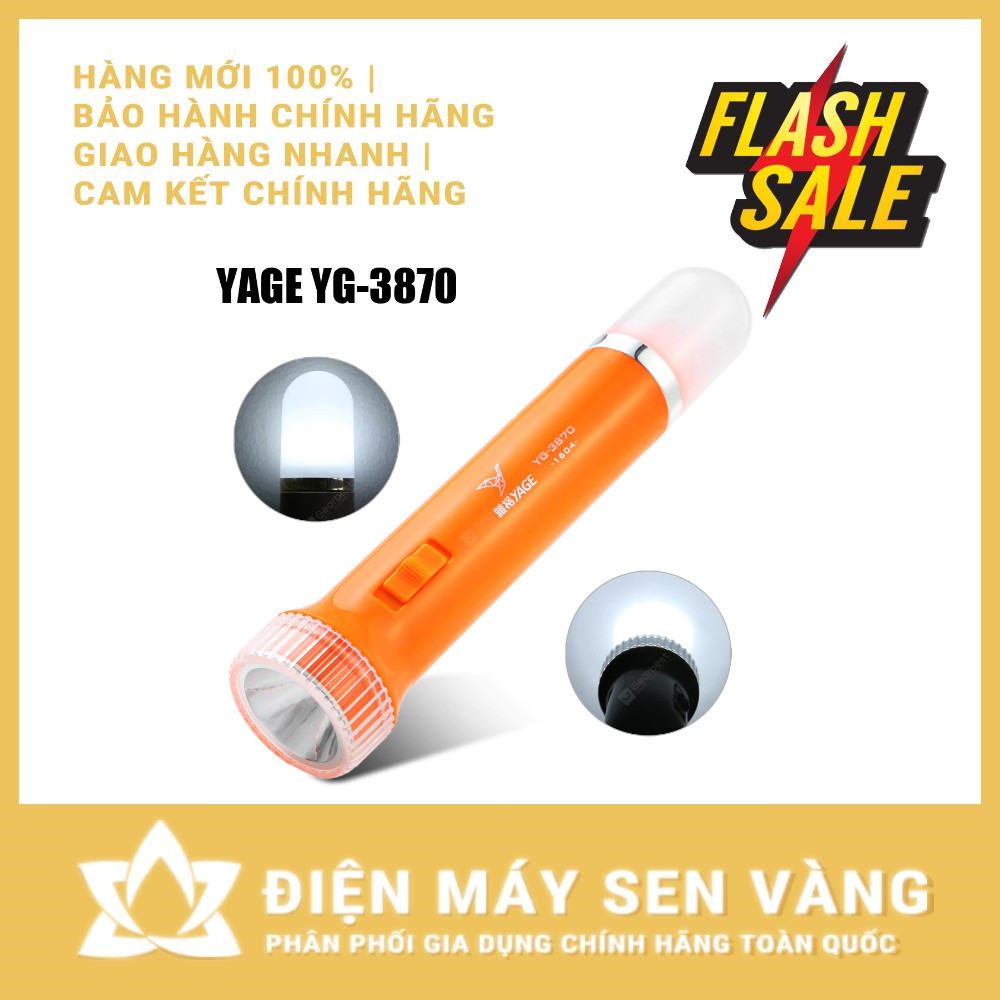 ĐÈN PIN CẦM TAY ĐA CHỨC NĂNG YAGE YG-3870.OR - Nguồn sáng kép:2 đèn LED được đặt tương ứng trên đầu và đuôi (MÀU CAM)