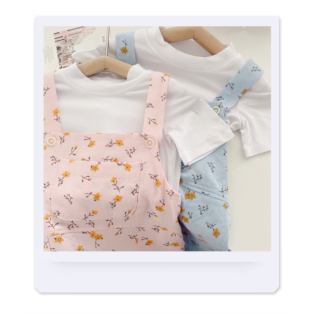 Sét áo+ quần yếm hoa nhí cho bé gái 8-20Kg