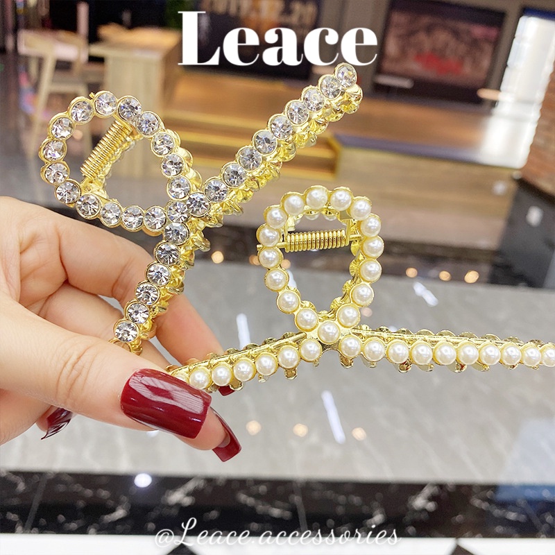Kẹp tóc, cặp tóc càng cua đính đá hạt trai loại xịn thời trang Hàn Quốc HDC073-075 Leace.accessories